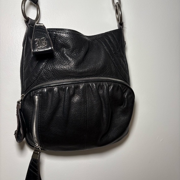 B. Makowsky Black Leather Handbag Shoulder Crossbody Tote Bag Purse - Picture 9 of 13